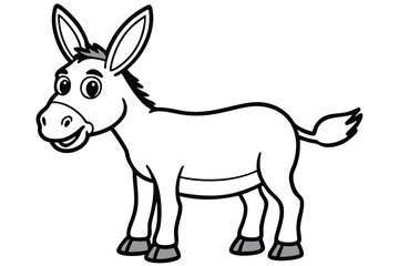 Illustration of Cute Donkey animal on white.