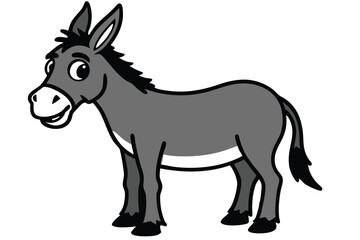 Illustration of Cute Donkey animal on white.