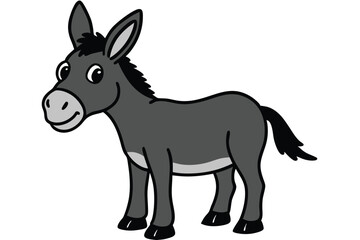 Illustration of Cute Donkey animal on white.