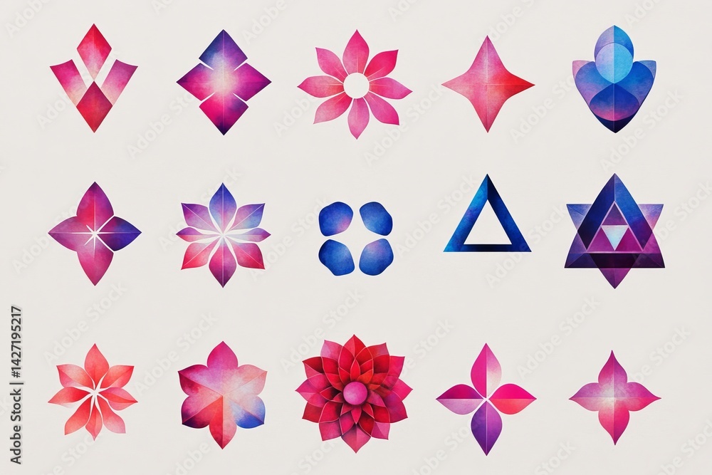 Poster futuristic digital trendy abstract aesthetic linear compositions define a set of modern minimal geom