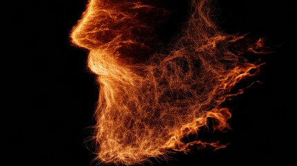 Fototapeta premium Illustration of a Glowing Flame Beard Design on a Black Background Showcasing a Unique Fantasy Fire Concept