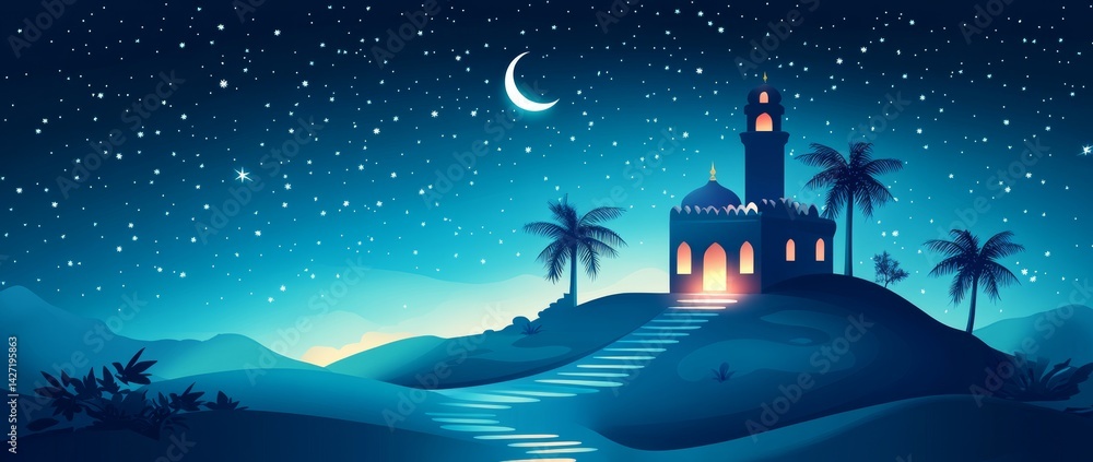 Poster a simple natural landscape with mountains and hills is the subject of this modern illustration, whic