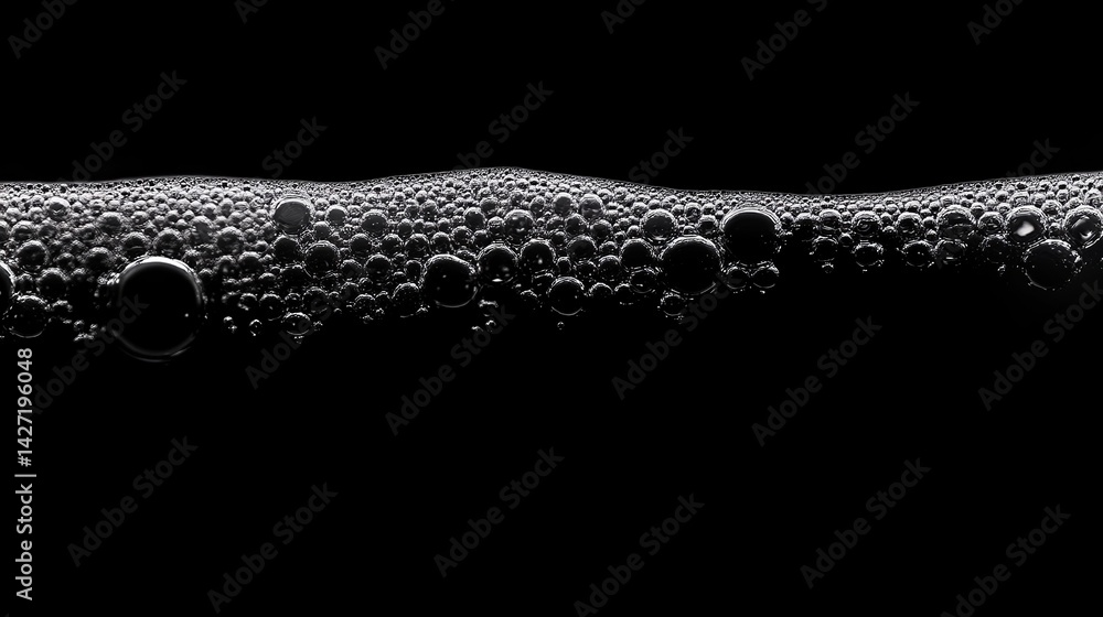 Poster abstract black and white foam bubbles texture background detailed closeup air bubbles pattern design
