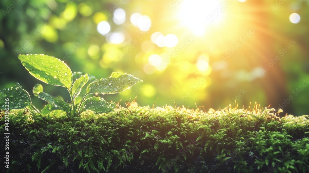 Poster soft, glowing grass sways gently in the sunlight, surrounded by a bokeh effect that blends with the 