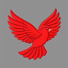 Fototapeta premium Soaring Cardinal Silhouette: A vibrant silhouette of a cardinal takes flight against a simple backdrop, evoking feelings of freedom and the majesty of nature.