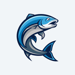 Fototapeta premium The Animated Salmon: Capturing the vivid animation of the leaping salmon, with blue and silver tones set against the background, this image radiates energy and dynamism.