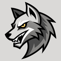 Fototapeta premium Aggressive Wolf Profile: A close-up of a formidable gray wolf in profile, showcasing its piercing eyes, fierce expression, and sharp teeth.