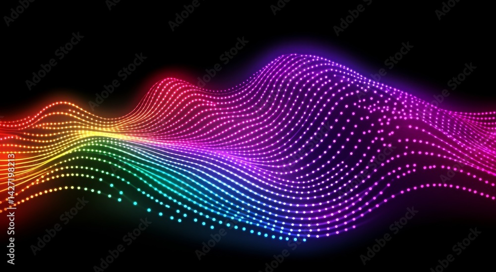 Poster the abstract digital artwork presents a captivating visual experience, with vibrant glowing dots and