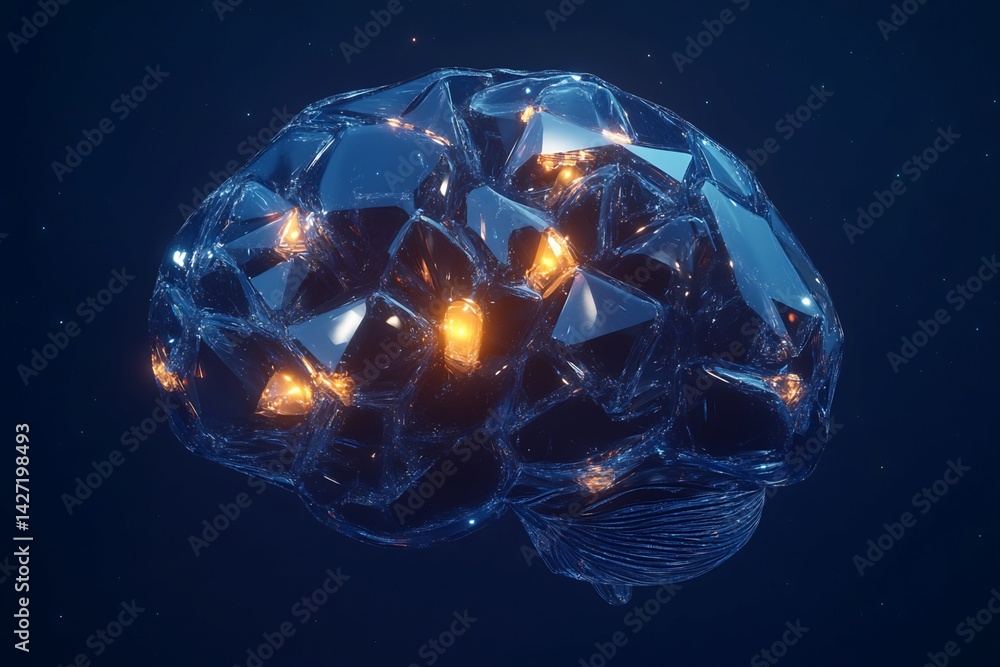 Aufkleber three-dimensional model of crystalline brain with internal illumination
