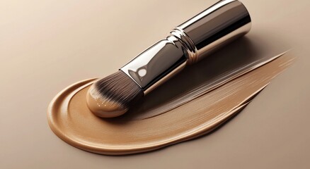 Foundation applied to the skin with a makeup brush achieves a flawless beauty look while also bringing out the natural features