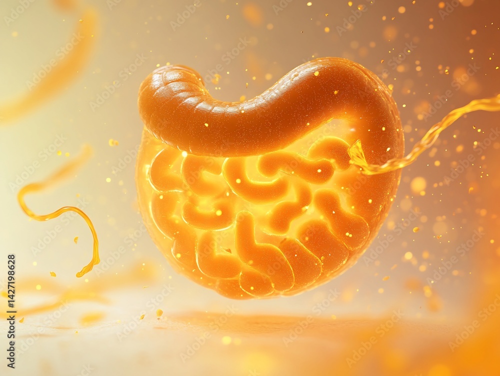 Poster three-dimensional render of an organoid structure with liquid