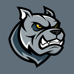 Obraz premium Fierce Bulldog Mascot: A powerful and menacing bulldog mascot with sharp teeth and intense eyes, ready to dominate the competition. It's a perfect symbol for a sports team, a company logo.