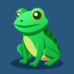 Obraz premium Frog Illustration: A vibrant depiction of a frog, rendered with a modern illustrative style. The image features a friendly frog sitting still, evoking feelings of tranquility and whimsy