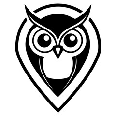 Naklejka premium Wise Owl: A bold, iconic graphic design of an owl, exuding wisdom and knowledge within a minimalist, eye-catching composition.