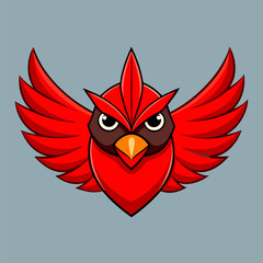 Obraz premium Cardinal Illustration: A striking digital illustration of a vibrant cardinal bird, its fiery red plumage and intricate design commands attention against a subtle background.