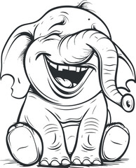A cheerful cartoon elephant with a big smile, perfect for children's illustrations or playful designs.