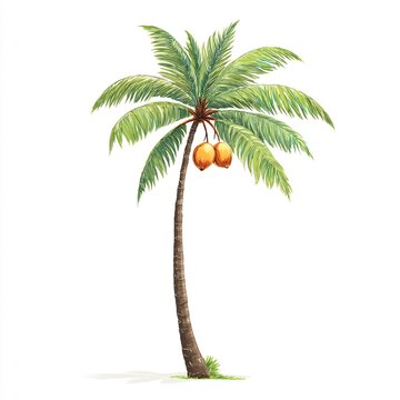 watercolor palm tree with coconuts clip art preview