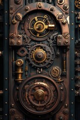 Steampunk Gear Panel Victorian Industrial Design.