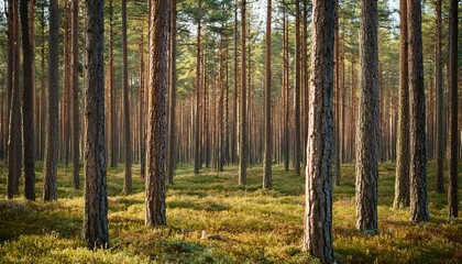 Fototapeta premium trunks of tall old trees in a pine forest