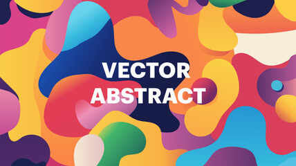 Colorful abstract vector background with fluid organic shapes, bold gradient layers, and vibrant overlapping blobs in a modern design layout