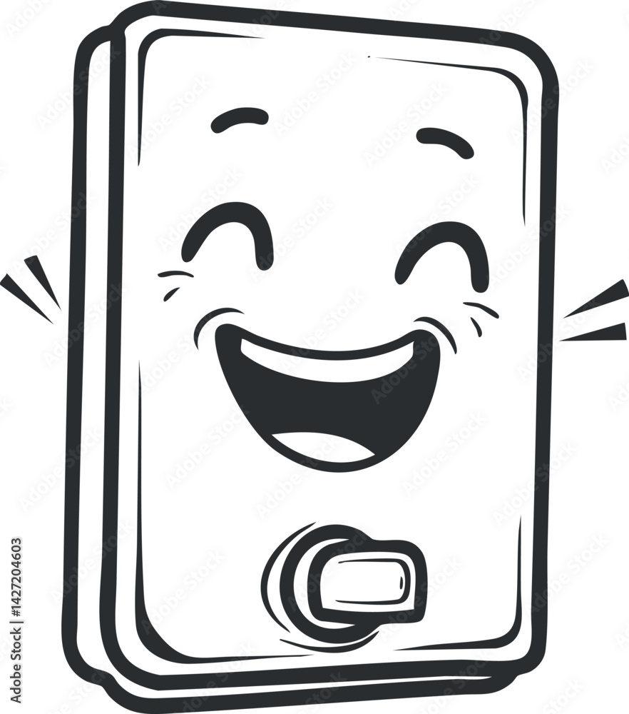 Poster a cheerful cartoon doorbell character with a smiling face and playful expression.