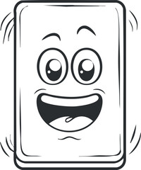 A cheerful cartoon face with big eyes and a wide smile, radiating joy and playfulness.