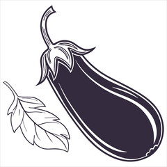 silhouette eggplant on white background