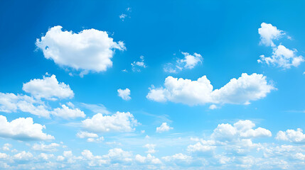 Clear Blue Sky With Fluffy Clouds