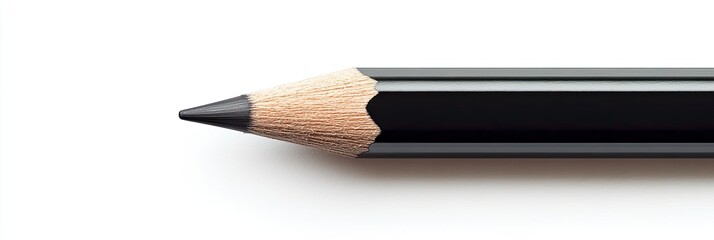 Close-up of a sharpened black pencil on white background. (1)