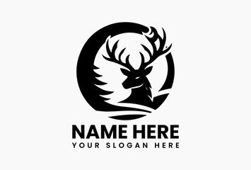 Single-line continuous deer silhouette, minimalist logo for eco-conscious brands and artisanal products