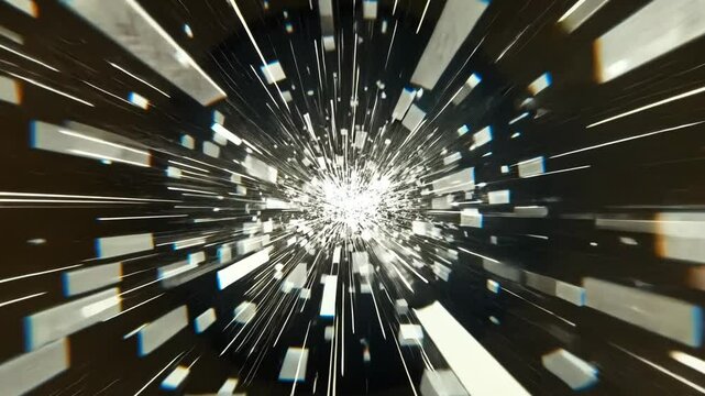 Cinematic 3D Abstract Shapes Explosion with Rectangles in Slow Motion Animation