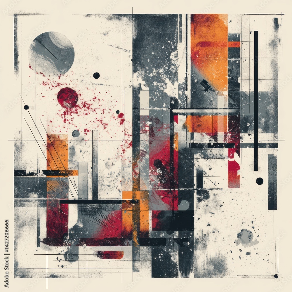Leinwandbilder modern abstract artwork featuring geometric shapes and contrasting colors in a dynamic composition