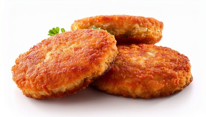 salmon fishcakes over white background