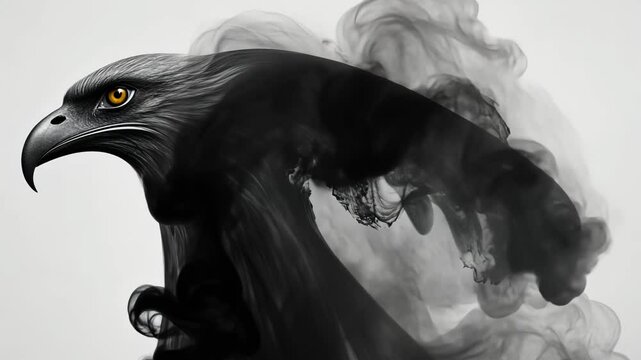 Cinematic Abstract Raven and Crow Explosion with Colorful Smoke Animation