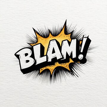 comic explosion with "BLAM!" text illustration