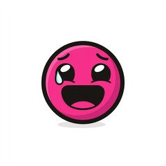 Fototapeta premium pink crying-laughing emoji tilted sideways illustration