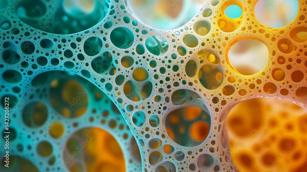 Aufkleber abstract teal and orange 3d network structure digital art background modern design intricate detaile