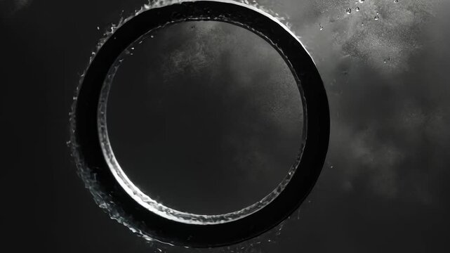 Cinematic 3D Metal Water Wheel Icon with Glossy Black Design for Web Banner and Backdrop