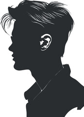 Stylish silhouette of a man with modern hairstyle in profile view illustration.
