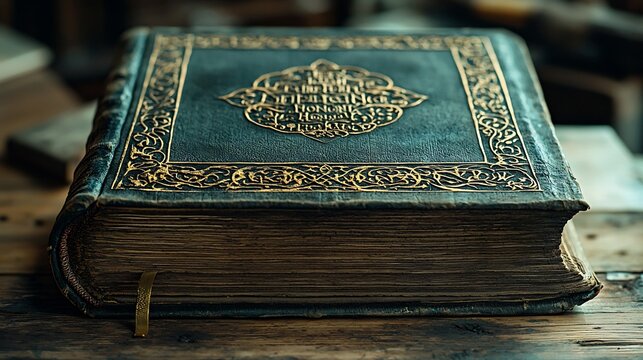 Render book of parables with ornate calligraphy in sepia and dull gold illuminating key moral teachings Enoch reveals in the Book of Enoch against a distressed page texture