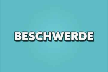 Beschwerde (Complaint) - A turquoise banner illustration with white text.
