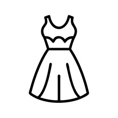 Illustration of a sleeveless dress with a detailed bodice and a flared skirt in a minimalist style