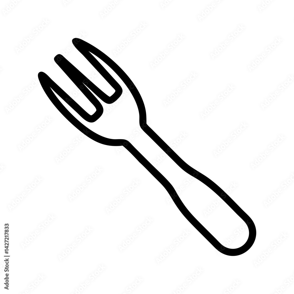 Aufkleber A simple outline drawing of a fork with three tines and a handle on a white background image view