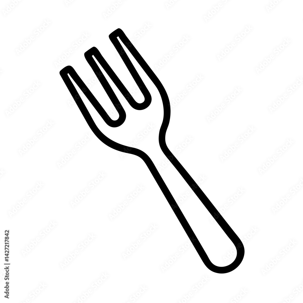 Aufkleber illustration of a simple black outline of a fork with three tines on a plain white background image