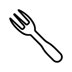 A simple outline drawing of a fork with three tines and a handle on a white background image view