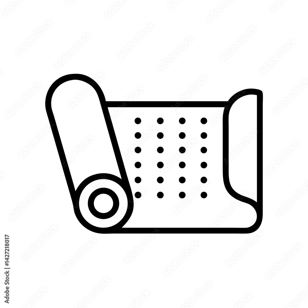 Aufkleber a schematic icon representing a rolled sheet with a pattern of dots arranged in vertical columns