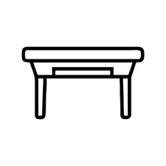 Illustration of a simple desk with a drawer and four legs in a minimalist outline style design format