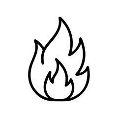 Illustration of a stylized flame with a bold black outline against a white background showing fire shape