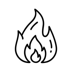 Illustration of a stylized flame with bold black outlines on a white background showing fire element