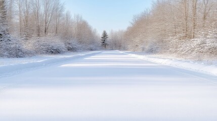 Fototapeta premium Snowy winter road through a forest